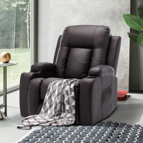 Sillón con masaje y calor reclinable cuero sintético miniatura 2