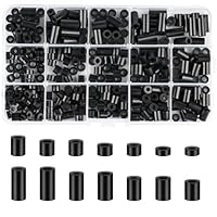 360 STK Abstandshalter Kunststoff, M3 M4 Nylon ABS Runde Abstandshalter Schwarz, Distanzhülsen Kunststoff Unterlegscheiben, Distanzscheiben ohne Gewindehülsen Isolierung Beilagscheiben Abstandshülsen
