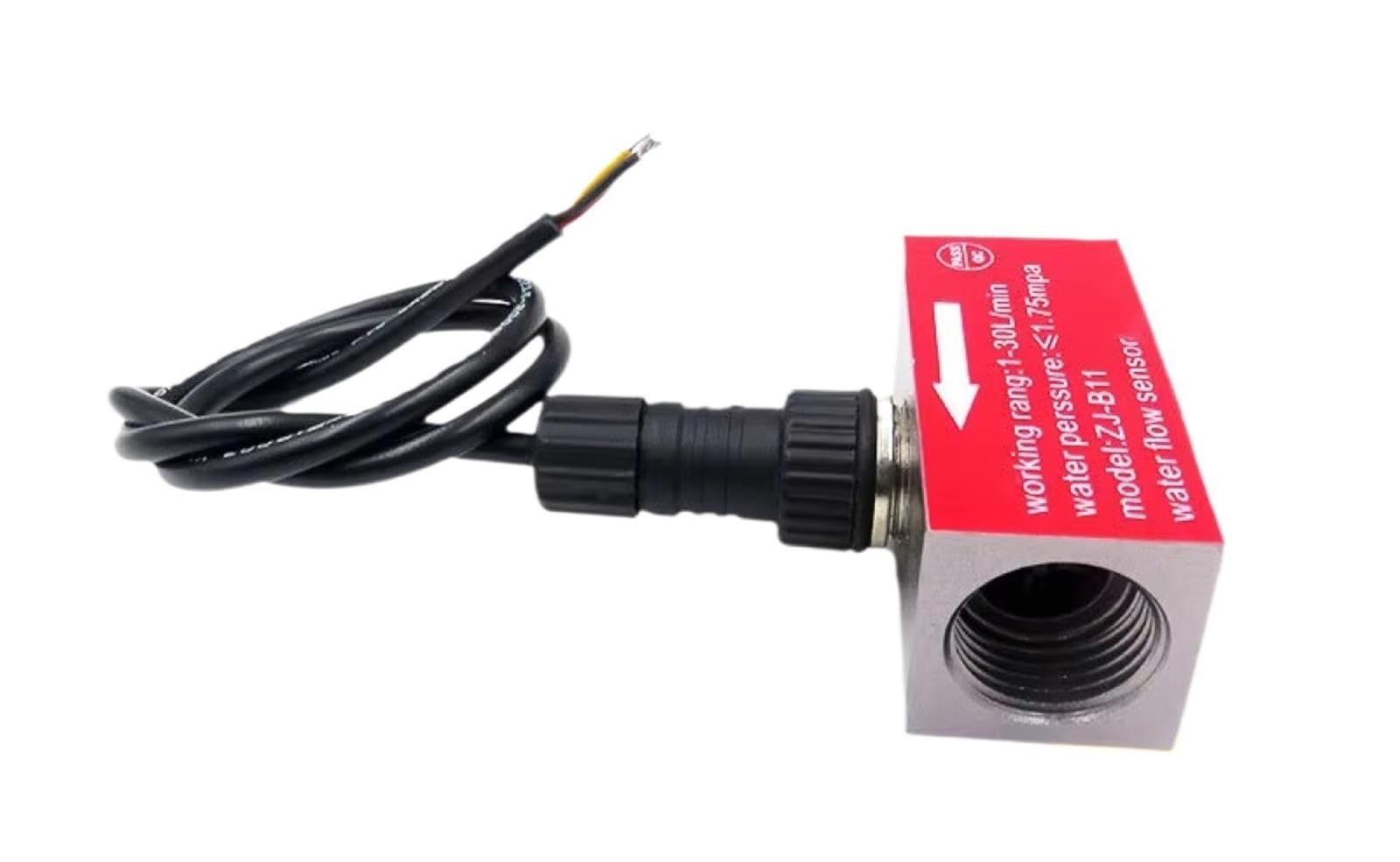 Medidor de flujo compacto de microturbina de 1 a 30 l/min, sensor de flujo de agua de efecto de aluminio, salida de pulso de rosca de 1/2 pulgadas, industrial