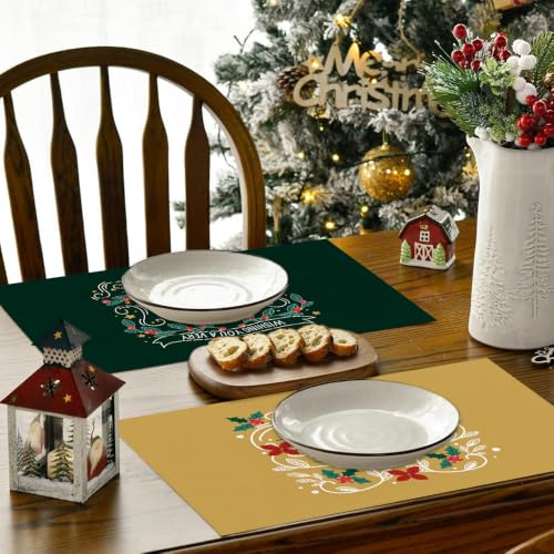 Lvjkes 4 Stück Platzset Weihnachten, 30 x 45 cm Tischsets Abwaschbar - B – Ansicht 4