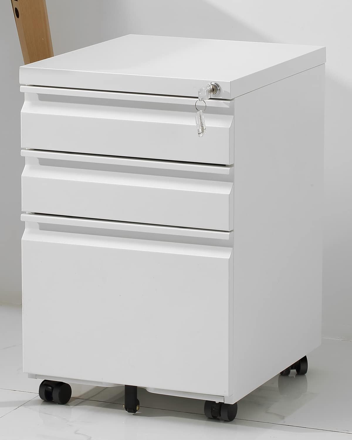 GOOGIC 3Drawer Mobile File Rolling Metal Filing