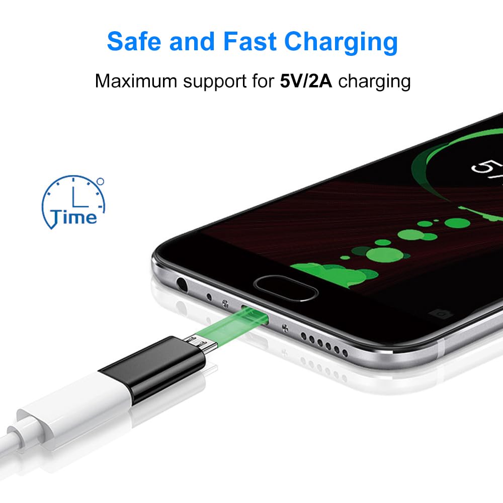 Adattatore USB C a Micro USB 2 Pack, Adattatore MicroUSB (Maschio) a Tipo C (Femmina) Compatibile con Samsung Galaxy S7/S6/S5/S4/S3, Note 5/4/3, Telefoni Android e Dispositivi microUSB (Nero)