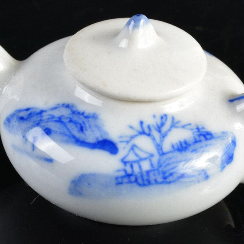 中国 青花 山水文 ミニチュア茶器 急須 涼炉 湯呑 4点 V R4721