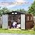 Panovue 10X12 FT Outdoor Metal Storage Shed with Lockable Doors & 2 Windows, Storage Shed Large with Metal Frame Floor for Patio Storage, Garbage Can, Chicken Coop(Wood Panels Not Included)