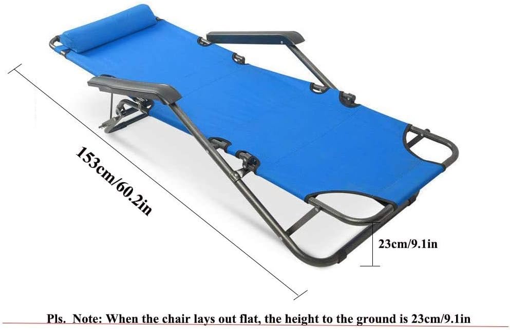 Patio Lounge Chair, Portable Folding Outdoor Patio Lounge Chairs Sun Pool Lawn Chaise with Pillow for Outdoor Camping Patio Lawn Beach (Green)