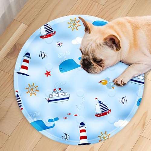 Tapis de refroidissement pour chat et petit animal domestique rond et imperméable - 4