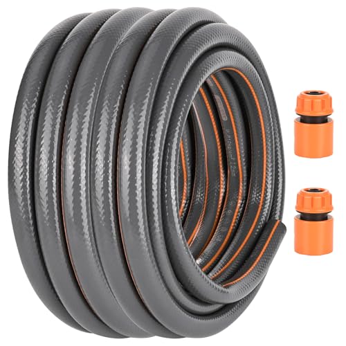 Manguera de jardín de 10 m, manguera de agua para jardín, 1/2 pulgadas, flexible, 4 capas, resistente a las heladas, resistente a los rayos UV, manguera de riego, protección contra torceduras