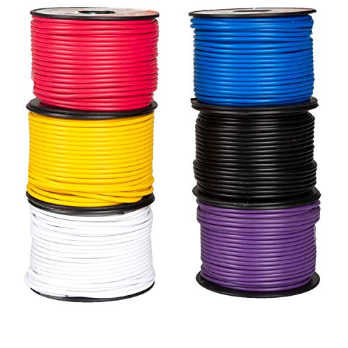 14 Gauge Primary Wire - 6 Roll Assortment Pack - 100 Ft of Copper Clad Aluminum Wire per Roll