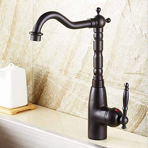 Robinet de salle de bains rotatif noir au charme d'antan pour votre maison