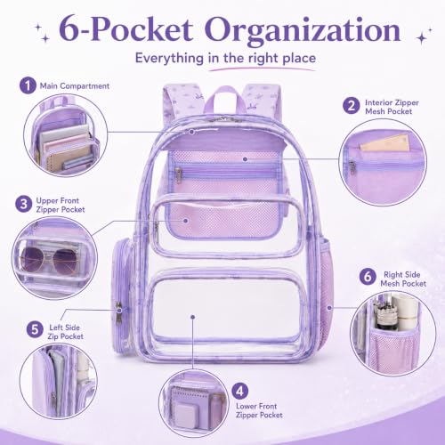Image of BTOOP Clear Backpack Heavy Duty Transparent Backpack 17 inch See Through Bookbag for College Work Festival Security Padded Strap
