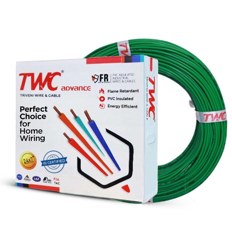 Image of TWC Advance Green 0.75 SQMM 90 METER | Copper Wire | HRFR (Heat Resistant Flame Retardant) Lead-Free Cable | Low Smoke Halogen-Free Wire for Home & Industrial Electrical Wiring