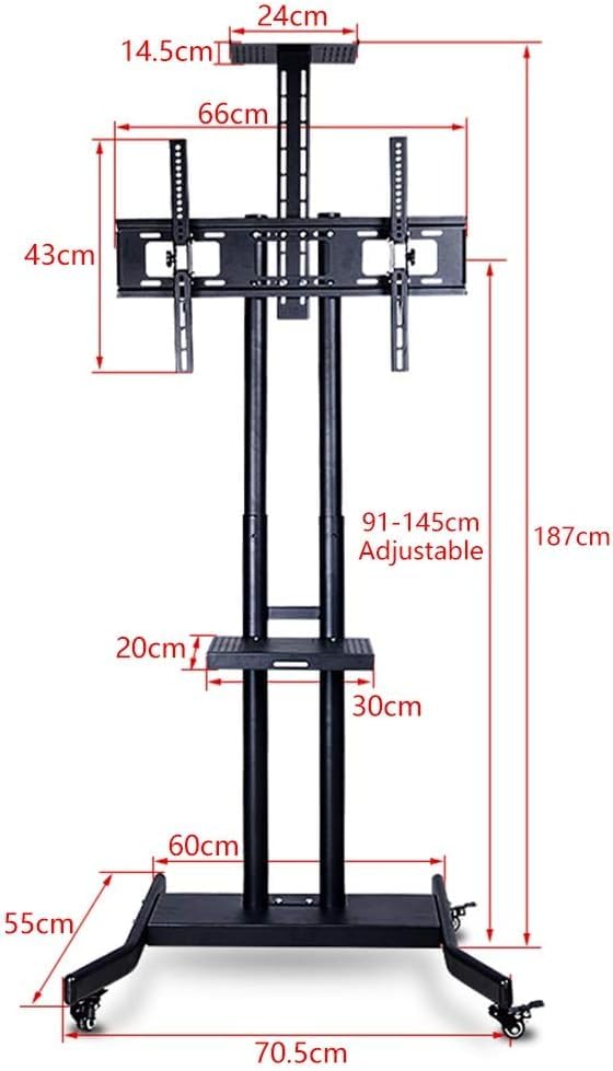 Soporte móvil para TV con ruedas y estantes miniatura 2