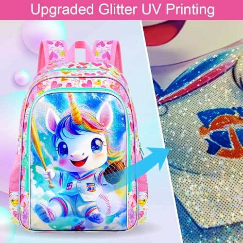 Image of 16 inch Unicorn Backpack for Girls, 3Pcs School Bookbag Set with Lunch Box,Kids Backpacks for Elementary Preschool Kindergarten (Pink)