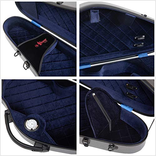 Aileen Violin Hard Case 4/4 Full Size Luxury with Hygrometer Suspension, Light Black