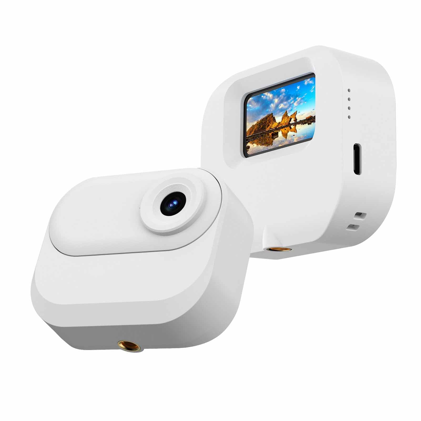 Generic Mini Action Camera, Ultra Small Sports Camera with 1080P HD Video Recording, 130° Wide Angle Lens, 1.47 Inch IPS Screen, 32GB TF Card, Battery Charging Case (White)