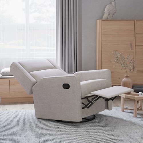 Sillón reclinable manual gris claro con base giratoria miniatura 4