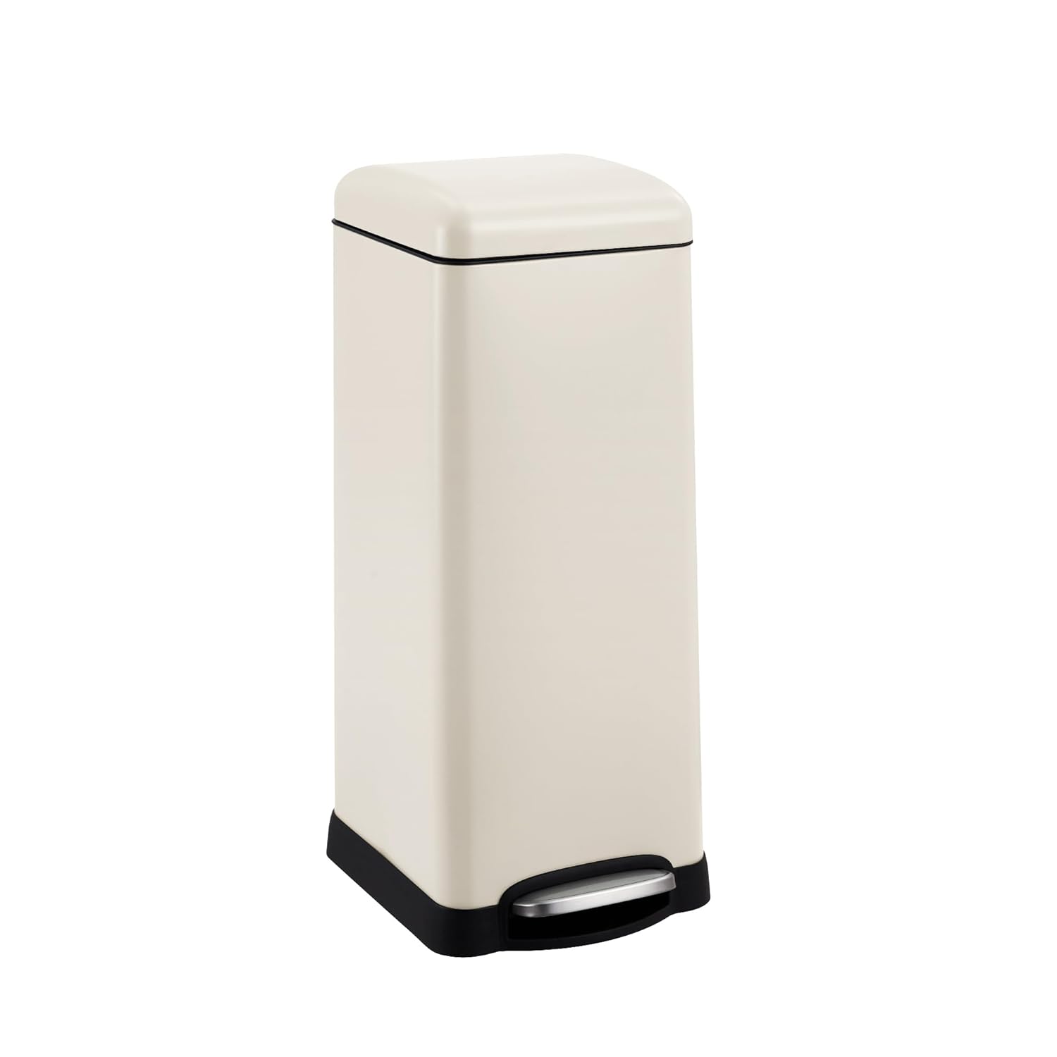 8-Gallon Step-Open Trash Can with Soft-Close Lid, Modern, Minimalistic for Home, Kitchen, Laundry Room, Office, Bedroom, Bathroom, with Removable Inner Bucket, Cream White