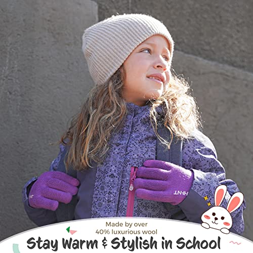 Image of Rahhint Kids Winter Gloves for Boys Girls Children Toddler Thermal Wool Knit Gloves with Insulated Fleece Lining Keep Hand Warm Gift