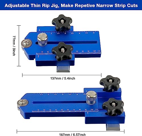 Thin Rip Jig, Extended Thin Rip Jig Thin Rip Tablesaw Jig Table Saw Jig Guide for Repeat Narrow Strip Cuts Works with Table Saw Router Table Band Saw