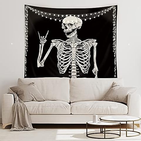 Riyidecor Skull Skeleton Tapestry Wall Hanging Cover