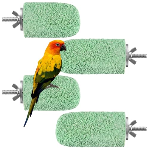 Image of 4 Pcs Bird Beak Grinding Stone, Resin Bird Perch Stand, Parrot Perch Stand | Parrot Perch for Cage, For Small Medium Cockatiel Lovebird Finch Chinchillas Hamsters, Climbing Ledge, Grinding Claws & Beaks