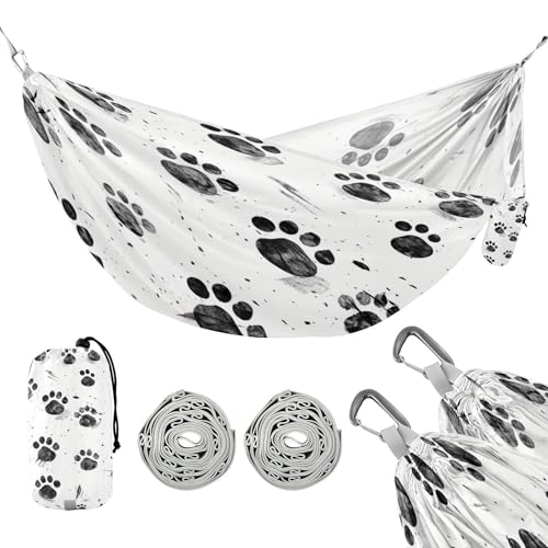 ATTX Dog Paw Prints Camping Hammock - Lightweight & Portable Hammocks, Heavy Duty 330lbs Capacity for Indoor, Hiking, Backpacking, Travel, Backyard, Beach#361