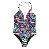 Superdry Damen AVA Cross Back VEE Swimsuit Badeanzug, Mehrfarbig (Crazy Tropical J2g), 36