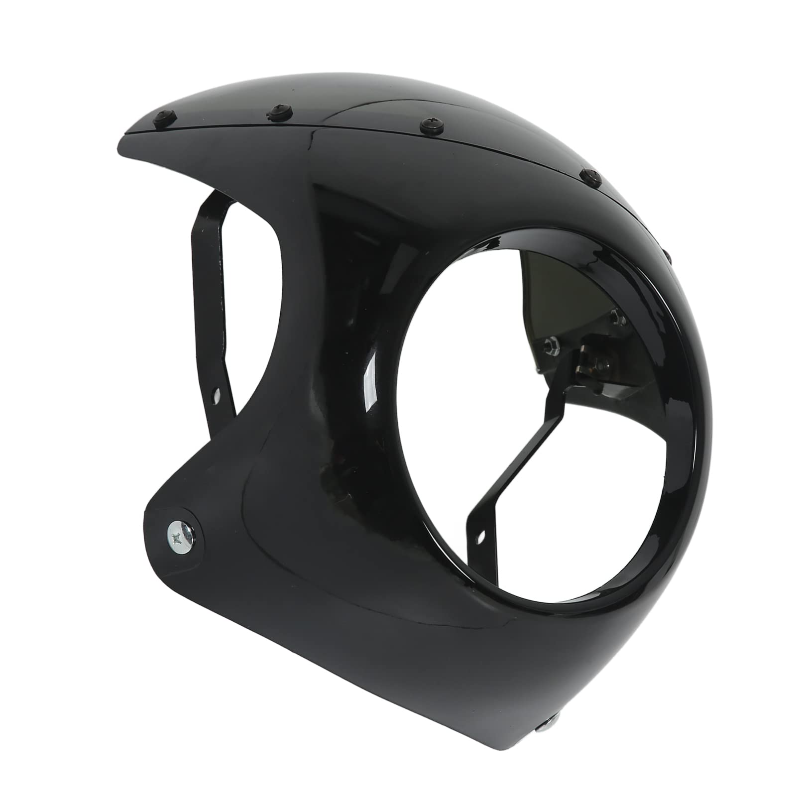 Keenso Cupolino per Moto, Cupolino per Moto da 7 Pollici Parabrezza Protettivo Universale per la Maggior Parte dei Fari Rotondi delle Motociclette(Nero Lucido)