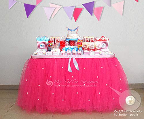 HI SBM Table Skirt Tulle Tablecloth for Wedding,Table skirt, birthday party dessert table decoration-Rose red,Birthday, Baby Shower Decoration