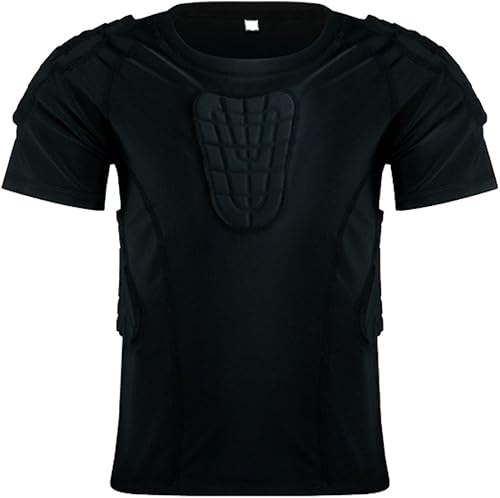 Camisetas acolchadas para niños, manga corta, compresión en el pecho y costillas, equipo de protección juvenil
