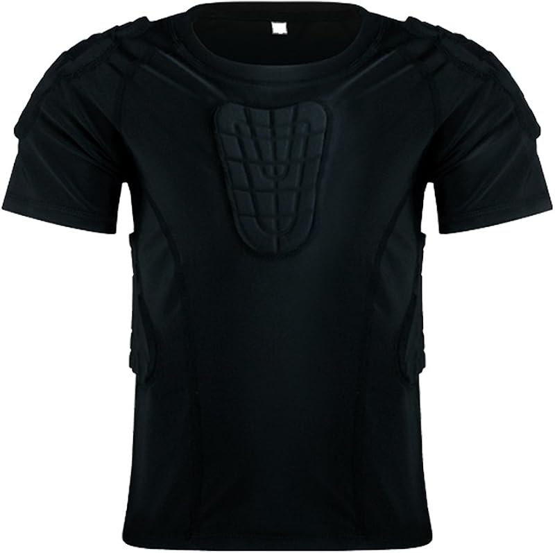 Kid’s Padded Shirts Short Sleeve Compression Chest and Rib Protector T Shirt Youth Protective Gear