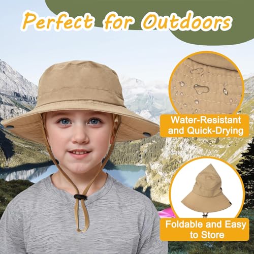 Image of Outdoor Kids Sun Hat UPF 50+ Quick Dry Foldable Bucket Hat Lightweight Adjustable Fishing Safari Hat for Girls and Boys