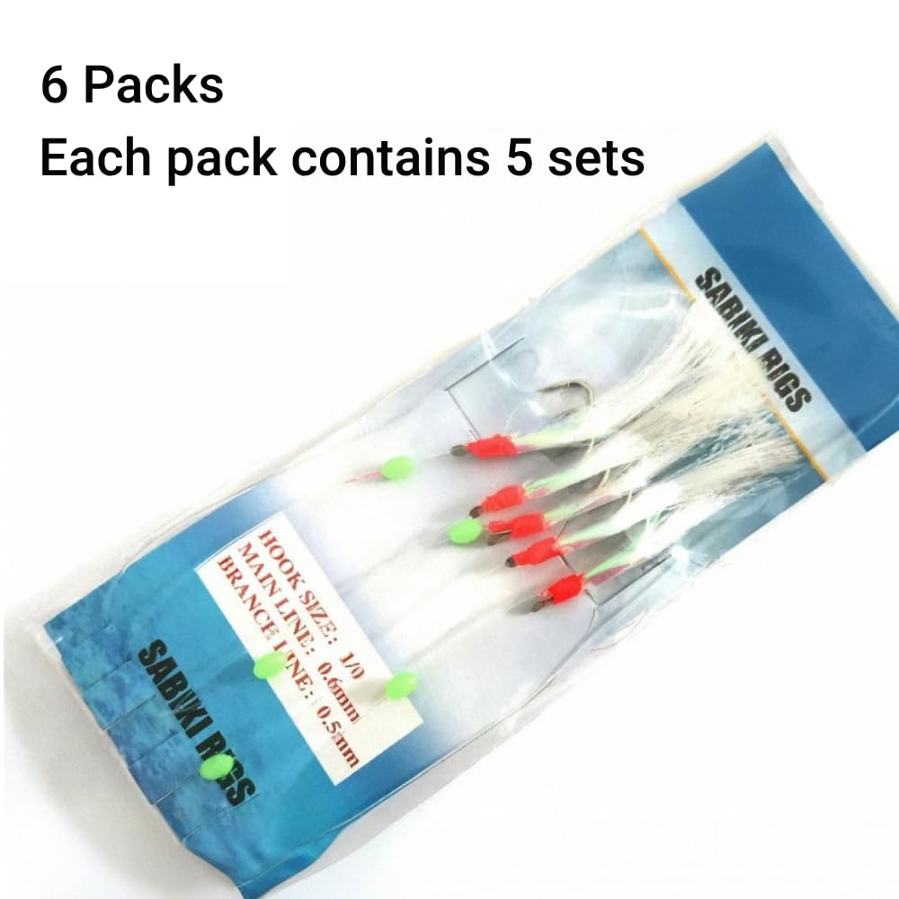 Paquete de 6 aparejos luminosos de plumas de caballa con ganchos de cebo, caballa, abadejo, bacalao, arenque, señuelos de pesca de lubina, accesorios de aparejos de cebo