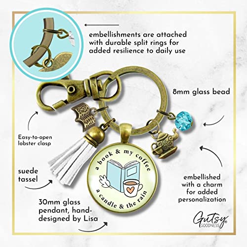 Gutsy Goodness Fall Lover Cozy Keychain Book Coffee Candle And Rain Favorite Things Autumn Theme Jewelry For Women thumb #4