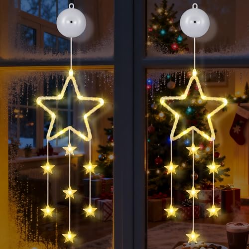 Tacobey LED Weihnachtsbeleuchtung Fenster, 2 Stück Stern Fenster...