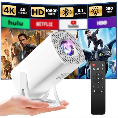 Mini Projector with Wifi and Bluetooth, Portable Smart Projector with 180&deg; Rotation, Small Movie...