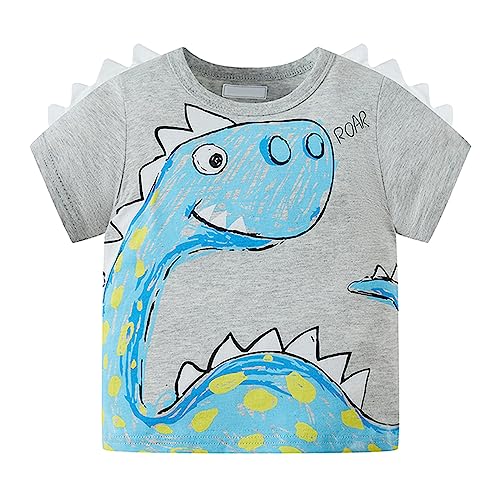 Toddler Boys Short Sleeve Dinosaur Letter Prints T Shirt Tops Long Sleeve Shirt for Boys Girls Cute School Outfits
