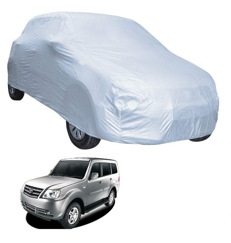 Image of Auto Hub Car Cover Compatible with Tata Sumo Grand with Weather Proof, Triple Stitched, Sumo Grand Car Cover- Plain Silver