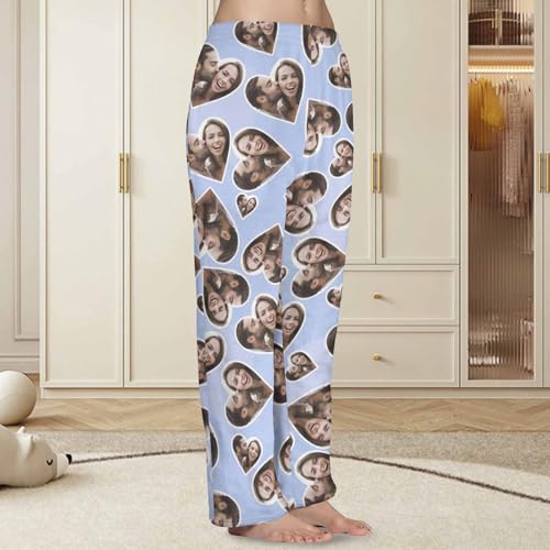 Custom Fleece Pajama Pants for Men Women Personalized Face Photo Plush Pj Pants Gifts for Couple (1-9 Pictures)3