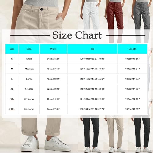 Anjikang Work Pants Women Dressy Casual Plus Size Wide Leg Cargo Khakis High Waist Straight Twill Chino Slacks Ankle Pants3