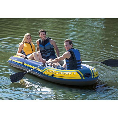 Intex Challenger 3, 3-Person Inflatable Boat Set With Aluminum Oars And High Output Air-Pump (Latest Model) #TOP4