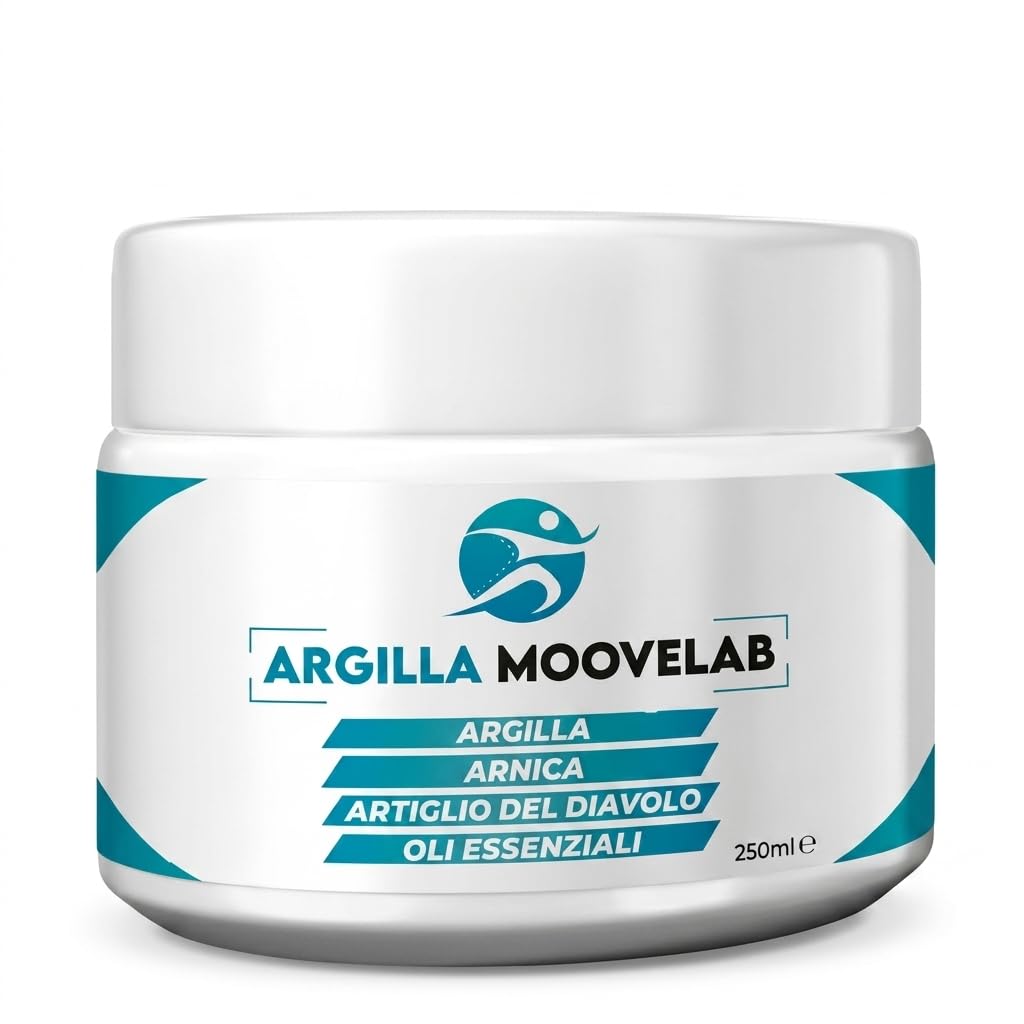 ARGILLA MOOVELAB Argilla Antinfiammatoria con Arnica, Artiglio del Diavolo e Oli Essenziali, Impacco per muscoli e articolazioni, Ideale per massaggio sportivo e recupero muscolare, 250 ml