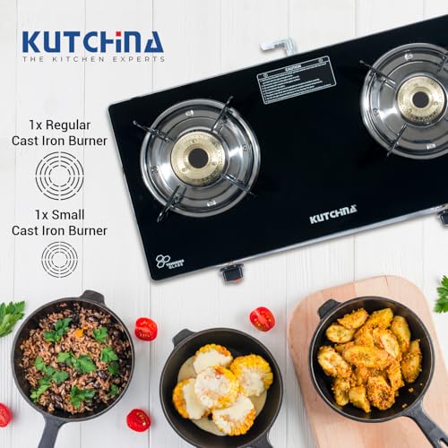 Kutchina Pluto 2B Cooktop Gas Stove 2 Burners | Manual Ignition Gas Chulha 2 Burner | ISI Certified 2 Burner Gas Stove Glass Top | 1 Year Warranty... - Image 4