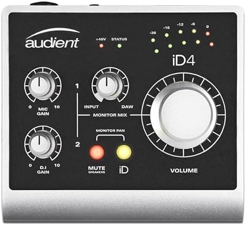 Audient ID4 Desktop Audio Interface - 2 Headphone Outputs - iOS (Silver)