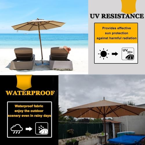 Cubierta de repuesto duradera para sombrilla de patio al aire libre, perfecta para jardín, playa, piscina, mesas de mercado y eventos, resistente a los rayos UV, impermeable, fácil de instalar
