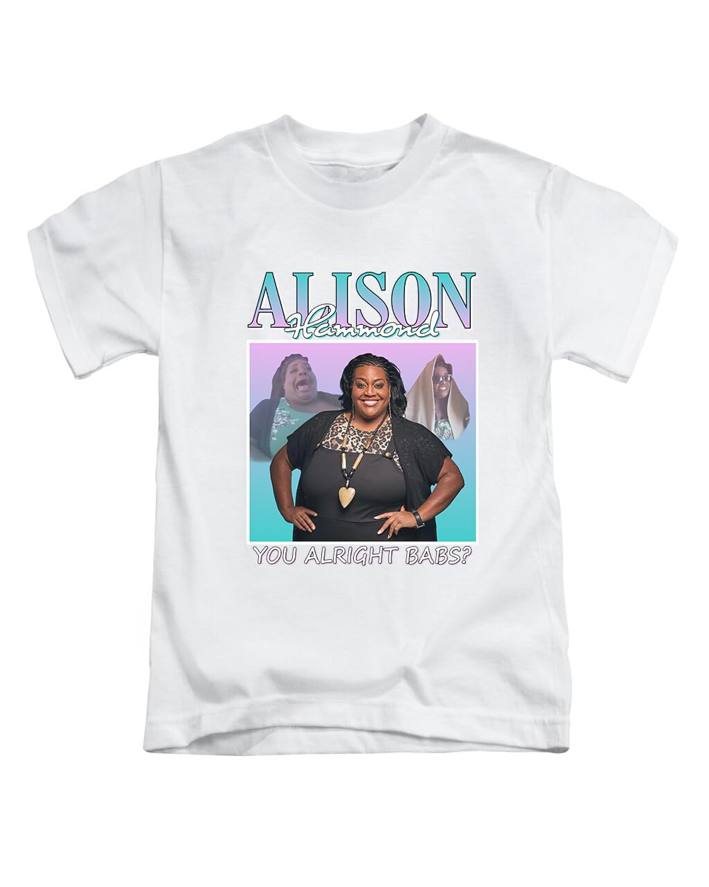 New Spirit Original Unisex White Alison Hammond, You Alright Babs? Meme Viral Trend Tee T-Shirt Funny T Shirt Top