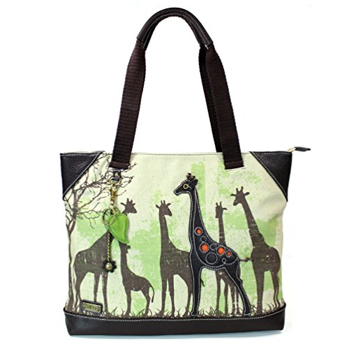 Image of CHALA Canvas Tote Bag - Women Shoulder Purse with Detachable Charm /Keychain