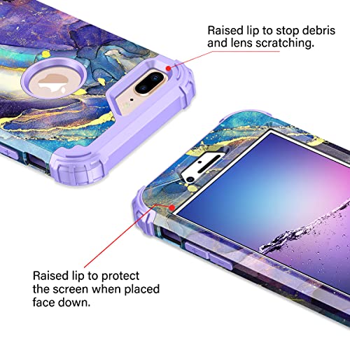 Rancase For Iphone 8 Plus Case,Iphone 7 Plus Case,Three Layer Heavy Duty Shockproof Protection Hard Plastic Bumper +Soft Silicone Rubber Protective Case For Apple Iphone 8 Plus/7 Plus,Purple #TOP3