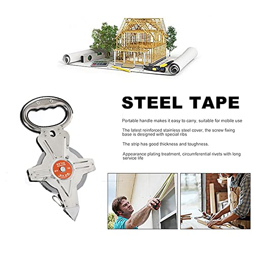 30m/100ft Long Steel Tape Measure Open Reel Surveyors Tape Measure Measuring Metric Imperial