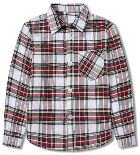 Image of SANGTREE Women and Girls Long Sleeve Flannel Casual Button Down Plaid Shirt